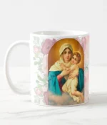 Caneca de Cerâmica com Imagem de Nossa Senhora Mãe Admirável - Ideal para Devotos e Presentes Religiosos.